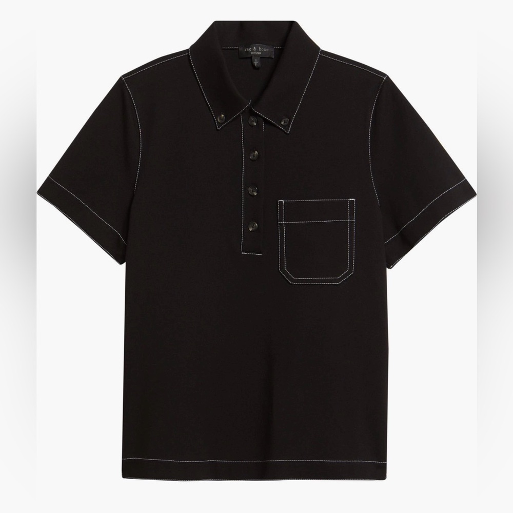 Rag & Bone Irina Contrast Stitch Button-Down Polo